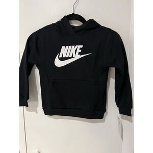 NWT Nike Hoodie Boys Size 6 Black Soft Cotton Poly Blend Hooded Sweatshirt